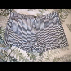 Navy and white striped shorts